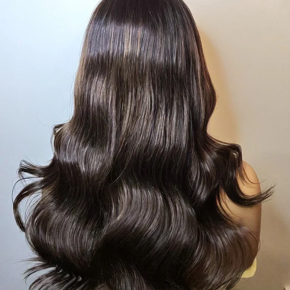 PREMIUM Dimensional Brown Body Wave Human Hair Wig - Picture 2 of 3